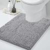 image:imageSmiry Chenille Bath Rug and Mats Set of 3 Non Slip Absorbent Shaggy Bath Rug for Tub Shower and Bath Room 30x 2036x 24UShaped 24 x20 Grey
