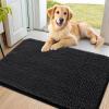 image:imageSmiry Dog Door Mat for Muddy Paws 59x24 Absorbs Moisture and Dirt Doormat NonSlip Washable Quick Dry Chenille Front Door Mat Indoor Entrance Entryway Carpet for Inside Floor CamelBlack