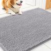 image:imageSmiry Dog Door Mat for Muddy Paws 59x24 Absorbs Moisture and Dirt Doormat NonSlip Washable Quick Dry Chenille Front Door Mat Indoor Entrance Entryway Carpet for Inside Floor CamelLight Grey