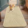 image:imageSmiry Dog Door Mat for Muddy Paws 59x24 Absorbs Moisture and Dirt Doormat NonSlip Washable Quick Dry Chenille Front Door Mat Indoor Entrance Entryway Carpet for Inside Floor CamelCream White