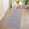 image:imageSmiry Dog Door Mat for Muddy Paws 59x24 Absorbs Moisture and Dirt Doormat NonSlip Washable Quick Dry Chenille Front Door Mat Indoor Entrance Entryway Carpet for Inside Floor CamelLight Grey