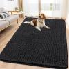 image:imageSmiry Dog Door Mat for Muddy Paws 59x24 Absorbs Moisture and Dirt Doormat NonSlip Washable Quick Dry Chenille Front Door Mat Indoor Entrance Entryway Carpet for Inside Floor CamelBlack