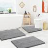 image:imageSmiry Chenille Bath Rug and Mats Set of 3 Non Slip Absorbent Shaggy Bath Rug for Tub Shower and Bath Room 30x 2036x 24UShaped 24 x20 Grey