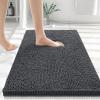 image:imagesmiry Soft Chenille Bath Mats for Bathroom Floor Non Slip Soft Bath Floor Mat Absorbent Runner Rug Bathroom Pedestal Mat 16x24 inches  40x60 cm Dark Grey