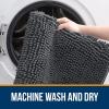 image:imagesmiry Soft Chenille Bath Mats for Bathroom Floor Non Slip Soft Bath Floor Mat Absorbent Runner Rug Bathroom Pedestal Mat 16x24 inches  40x60 cm Dark Grey