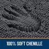 image:imagesmiry Soft Chenille Bath Mats for Bathroom Floor Non Slip Soft Bath Floor Mat Absorbent Runner Rug Bathroom Pedestal Mat 16x24 inches  40x60 cm Dark Grey