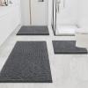 image:imagesmiry Soft Chenille Bath Mats for Bathroom Floor Non Slip Soft Bath Floor Mat Absorbent Runner Rug Bathroom Pedestal Mat 16x24 inches  40x60 cm Dark Grey