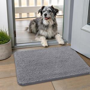 image:imageSmiry Dog Door Mat for Muddy Paws 59x24 Absorbs Moisture and Dirt Doormat NonSlip Washable Quick Dry Chenille Front Door Mat Indoor Entrance Entryway Carpet for Inside Floor CamelGrey