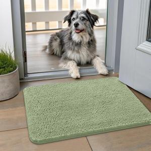 image:imageSmiry Dog Door Mat for Muddy Paws 59x24 Absorbs Moisture and Dirt Doormat NonSlip Washable Quick Dry Chenille Front Door Mat Indoor Entrance Entryway Carpet for Inside Floor CamelSage Green
