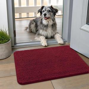 image:imageSmiry Dog Door Mat for Muddy Paws 59x24 Absorbs Moisture and Dirt Doormat NonSlip Washable Quick Dry Chenille Front Door Mat Indoor Entrance Entryway Carpet for Inside Floor CamelBurgundy