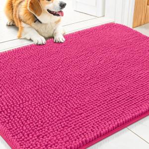 image:imageSmiry Dog Door Mat for Muddy Paws 59x24 Absorbs Moisture and Dirt Doormat NonSlip Washable Quick Dry Chenille Front Door Mat Indoor Entrance Entryway Carpet for Inside Floor CamelHot Pink