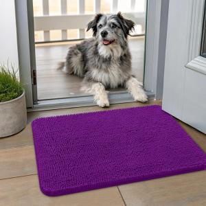 image:imageSmiry Dog Door Mat for Muddy Paws 59x24 Absorbs Moisture and Dirt Doormat NonSlip Washable Quick Dry Chenille Front Door Mat Indoor Entrance Entryway Carpet for Inside Floor CamelPurple