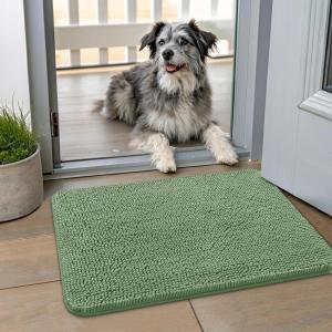 image:imageSmiry Dog Door Mat for Muddy Paws 59x24 Absorbs Moisture and Dirt Doormat NonSlip Washable Quick Dry Chenille Front Door Mat Indoor Entrance Entryway Carpet for Inside Floor CamelOlive Green