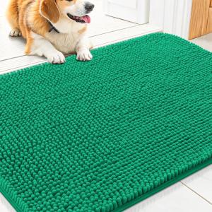 image:imageSmiry Dog Door Mat for Muddy Paws 59x24 Absorbs Moisture and Dirt Doormat NonSlip Washable Quick Dry Chenille Front Door Mat Indoor Entrance Entryway Carpet for Inside Floor CamelEmerald Green