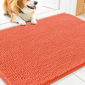 image:imageSmiry Dog Door Mat for Muddy Paws 59x24 Absorbs Moisture and Dirt Doormat NonSlip Washable Quick Dry Chenille Front Door Mat Indoor Entrance Entryway Carpet for Inside Floor CamelCoral