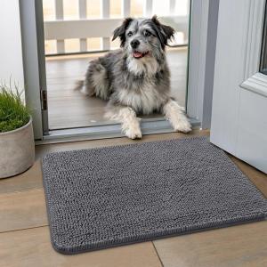 image:imageSmiry Dog Door Mat for Muddy Paws 59x24 Absorbs Moisture and Dirt Doormat NonSlip Washable Quick Dry Chenille Front Door Mat Indoor Entrance Entryway Carpet for Inside Floor CamelDark Grey