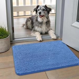 image:imageSmiry Dog Door Mat for Muddy Paws 59x24 Absorbs Moisture and Dirt Doormat NonSlip Washable Quick Dry Chenille Front Door Mat Indoor Entrance Entryway Carpet for Inside Floor CamelCornflower Blue