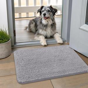 image:imageSmiry Dog Door Mat for Muddy Paws 59x24 Absorbs Moisture and Dirt Doormat NonSlip Washable Quick Dry Chenille Front Door Mat Indoor Entrance Entryway Carpet for Inside Floor CamelLight Grey