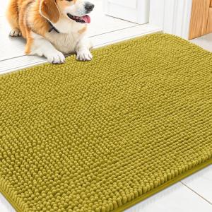 image:imageSmiry Dog Door Mat for Muddy Paws 59x24 Absorbs Moisture and Dirt Doormat NonSlip Washable Quick Dry Chenille Front Door Mat Indoor Entrance Entryway Carpet for Inside Floor CamelMustard Yellow