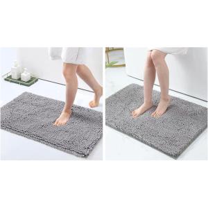 image:imageSmiry Luxury Chenille Bath Rug Set 2 Piece Extra Soft and Absorbent Shaggy Bathroom Mat Rugs Machine Washable NonSlip Plush Carpet Runner for Tub Shower and Bath Room30x2036x24Grey