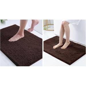 image:imageSmiry Luxury Chenille Bath Rug Set 2 Piece Extra Soft and Absorbent Shaggy Bathroom Mat Rugs Machine Washable NonSlip Plush Carpet Runner for Tub Shower and Bath Room24x1636x24Brown