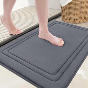 image:imageSmiry Memory Foam Bath Mat 60 x 90 cm Extra Soft NonSlip Bathroom Rug Super Absorbent Quick Dry Thick Comfortable MachineWashable Floor Mat Dark GreyDark Grey