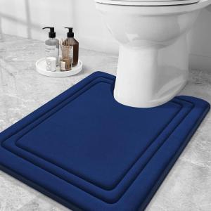 image:imageSmiry Memory Foam Bath Mat 60 x 90 cm Extra Soft NonSlip Bathroom Rug Super Absorbent Quick Dry Thick Comfortable MachineWashable Floor Mat Dark GreyNavy Blue