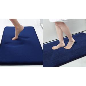 image:imageSmiry Memory Foam Bath Mat Set 30x20 and 36x24 Navy Blue Super Soft Absorbent Bathroom Rugs Non Slip Bath Rug Runner for Shower Bathroom Floors