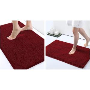 image:imagesmiry Luxury Chenille Bath Rug Set 2 Piece Extra Soft and Absorbent Shaggy Bathroom Mat Rugs Machine Washable NonSlip Plush Carpet Runner for Tub Shower and Bath Room24x1630x20Burgundy
