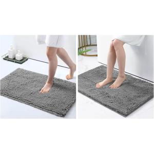 image:imagesmiry Luxury Chenille Bath Rug Set 2 Piece Extra Soft and Absorbent Shaggy Bathroom Mat Rugs Machine Washable NonSlip Plush Carpet Runner for Tub Showerand Bath Room30x2036x24Dark Grey