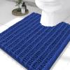 image:imageSmiry Bathroom Rugs Mat Set 2 Piece 24X16UShaped 24x20 Extra Soft Absorbent Non Slip Rubber Backing Machine Washable Quick Dry Chenille Bath Rug Set for Tub Shower and FloorRoyal Blue