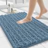 image:imageSmiry Bathroom Rugs Mat Set 2 Piece 24X16UShaped 24x20 Extra Soft Absorbent Non Slip Rubber Backing Machine Washable Quick Dry Chenille Bath Rug Set for Tub Shower and FloorGrayish Blue