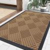 image:imageSmiry Front Door Mat Outside Entrance Heavy Duty Outdoor Indoor Mat Natural Rubber Doormat Non Slip Trap Dirt and Moisture Easy Clean Low Profile Patio Porch Entryway Mat 295x17 VioletCoffee
