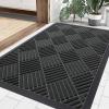 image:imageSmiry Front Door Mat Outside Entrance Heavy Duty Outdoor Indoor Mat Natural Rubber Doormat Non Slip Trap Dirt and Moisture Easy Clean Low Profile Patio Porch Entryway Mat 295x17 VioletBlack