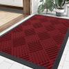 image:imageSmiry Front Door Mat Outside Entrance Heavy Duty Outdoor Indoor Mat Natural Rubber Doormat Non Slip Trap Dirt and Moisture Easy Clean Low Profile Patio Porch Entryway Mat 295x17 VioletWine Red