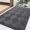 image:imageSmiry Front Door Mat Outside Entrance Heavy Duty Outdoor Indoor Mat Natural Rubber Doormat Non Slip Trap Dirt and Moisture Easy Clean Low Profile Patio Porch Entryway Mat 295x17 VioletGrey