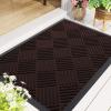 image:imageSmiry Front Door Mat Outside Entrance Heavy Duty Outdoor Indoor Mat Natural Rubber Doormat Non Slip Trap Dirt and Moisture Easy Clean Low Profile Patio Porch Entryway Mat 295x17 VioletPure Brown