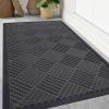 image:imageSmiry Front Door Mat Outside Entrance Heavy Duty Outdoor Indoor Mat Natural Rubber Doormat Non Slip Trap Dirt and Moisture Easy Clean Low Profile Patio Porch Entryway Mat 295x17 VioletLight Grey