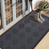 image:imageSmiry Front Door Mat Outside Entrance Heavy Duty Outdoor Indoor Mat Natural Rubber Doormat Non Slip Trap Dirt and Moisture Easy Clean Low Profile Patio Porch Entryway Mat 295x17 VioletDark Grey