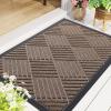 image:imageSmiry Front Door Mat Outside Entrance Heavy Duty Outdoor Indoor Mat Natural Rubber Doormat Non Slip Trap Dirt and Moisture Easy Clean Low Profile Patio Porch Entryway Mat 295x17 VioletMix Brown