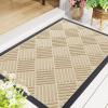image:imageSmiry Front Door Mat Outside Entrance Heavy Duty Outdoor Indoor Mat Natural Rubber Doormat Non Slip Trap Dirt and Moisture Easy Clean Low Profile Patio Porch Entryway Mat 295x17 VioletBeige