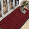 image:imageSmiry Front Door Mat Outside Entrance Heavy Duty Outdoor Indoor Mat Natural Rubber Doormat Non Slip Trap Dirt and Moisture Easy Clean Low Profile Patio Porch Entryway Mat 295x17 VioletWine Red