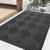 image:imageSmiry Front Door Mat Outside Entrance Heavy Duty Outdoor Indoor Mat Natural Rubber Doormat Non Slip Trap Dirt and Moisture Easy Clean Low Profile Patio Porch Entryway Mat 295x17 VioletLight Grey