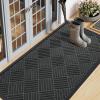 image:imageSmiry Front Door Mat Outside Entrance Heavy Duty Outdoor Indoor Mat Natural Rubber Doormat Non Slip Trap Dirt and Moisture Easy Clean Low Profile Patio Porch Entryway Mat 295x17 VioletBlack