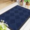 image:imageSmiry Front Door Mat Outside Entrance Heavy Duty Outdoor Indoor Mat Natural Rubber Doormat Non Slip Trap Dirt and Moisture Easy Clean Low Profile Patio Porch Entryway Mat 295x17 VioletNavy Blue