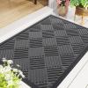 image:imageSmiry Front Door Mat Outside Entrance Heavy Duty Outdoor Indoor Mat Natural Rubber Doormat Non Slip Trap Dirt and Moisture Easy Clean Low Profile Patio Porch Entryway Mat 295x17 VioletGrey