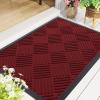image:imageSmiry Front Door Mat Outside Entrance Heavy Duty Outdoor Indoor Mat Natural Rubber Doormat Non Slip Trap Dirt and Moisture Easy Clean Low Profile Patio Porch Entryway Mat 295x17 VioletWine Red