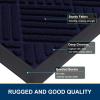 image:imageSmiry Front Door Mat Outside Entrance Heavy Duty Outdoor Indoor Mat Natural Rubber Doormat Non Slip Trap Dirt and Moisture Easy Clean Low Profile Patio Porch Entryway Mat 295x17 VioletBlack Blue