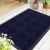 image:imageSmiry Front Door Mat Outside Entrance Heavy Duty Outdoor Indoor Mat Natural Rubber Doormat Non Slip Trap Dirt and Moisture Easy Clean Low Profile Patio Porch Entryway Mat 295x17 VioletBlack Blue
