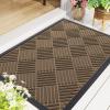 image:imageSmiry Front Door Mat Outside Entrance Heavy Duty Outdoor Indoor Mat Natural Rubber Doormat Non Slip Trap Dirt and Moisture Easy Clean Low Profile Patio Porch Entryway Mat 295x17 VioletBrown